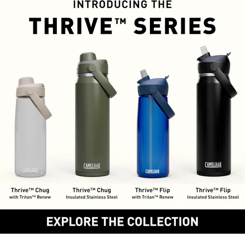 Miniatura 8 de CamelBak - Thrive - Botella de agua con tapa y pajilla, 20 onzas - Aislante de acero inoxidable, color negro