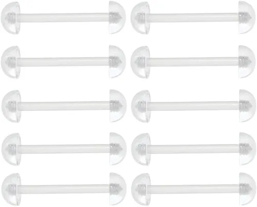 Oasis Plus Piercing de media bola para pezón, 10 unidades, 14G, transparente, flexible, para pezón, 0.236 in, media bola, Plástico