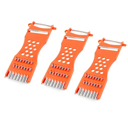 uxcell Raspador de metal rallador de frutas rebanador pelador de verduras 3 piezas naranja rojo