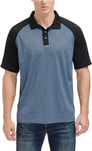 Camisas Polo de Golf Casuales de Manga Corta para Hombre con Absorción de Humedad y Rendimiento, Contraste de Color, Diseño de Parches, Piqué, Tops