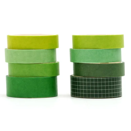 Miniatura 12 de YUBBAEX - Juego de 8 rollos de cinta adhesiva básica Washi de color sólido con cuadrícula, cinta adhesiva decorativa para arte, manualidades DIY