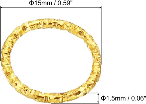 Miniatura 2 de PATIKIL Anillo con dije de copa de vino de 0.05 x 0.59 pulgadas, paquete de 100 aretes de metal con cuentas trenzadas, anillos abiertos, dorado