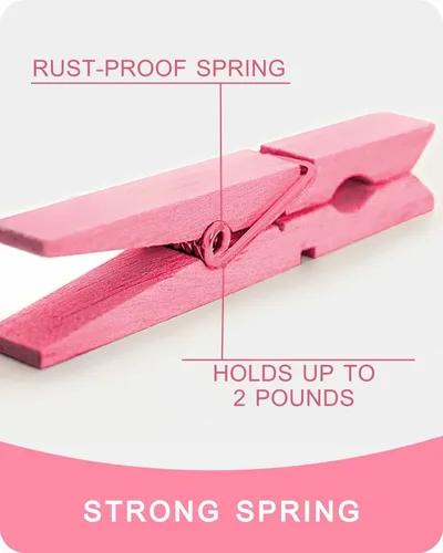 Miniatura 4 de Pinzas para ropa, pinzas de madera de color rosa para juego de baby shower, corona, manualidades, pinzas de agarre fuerte de madera de abedul