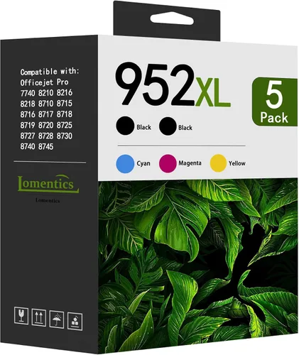 Cartuchos de tinta de alto rendimiento 952XL (paquete de 5, 2 negro/1 cian/1 magenta/1 amarillo) compatibles con 952 952XL para HP 952XL OfficeJet