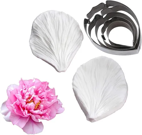 Miniatura 15 de KALAIEN Molde de pasta de goma de pétalo de hoja de pétalos de azúcar, herramientas de artesanía de rosa, vetas dobles Rose Petal