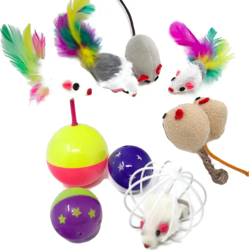 Miniatura 4 de Youngever 24 juguetes para gatos juguetes surtidos, túnel de 2 vías, plumas para gatos – juguete interactivo de plumas esponjoso ratón, pelotas