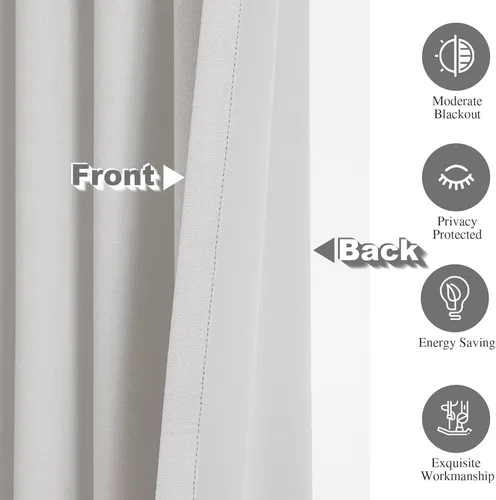 Miniatura 5 de Flyfun Cortinas opacas de 63 pulgadas de largo, juego de 2 paneles, cortinas con aislamiento térmico para sala de estar/dormitorio, bolsillo