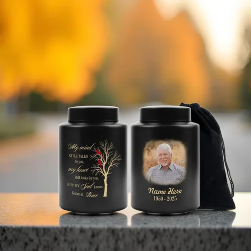 Miniatura 5 de Urna personalizada para cenizas humanas, contenedor de cenizas de cremación con foto personalizada con retrato, urna conmemorativa funeraria