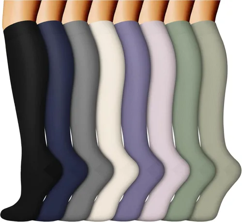 Miniatura 23 de ACTINPUT 8 pares de calcetines de compresión para mujeres y hombres, medias de compresión de apoyo para médicos, correr, atletismo