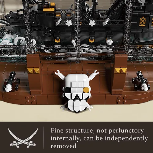 Miniatura 4 de Mould King 10065 Botella a la Deriva con Juego de Bloques de Construcción de Barco Perla Negra, Kit de Construcción de Modelo de Barco Pirata