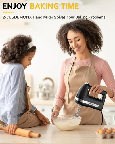 Miniatura 7 de Mezclador de Mano Eléctrico, Mezclador de Mano Potente de 300W Eléctrico de Mano con Batidores 304, Gancho de Masa, Mezclador de Mano con Turbo