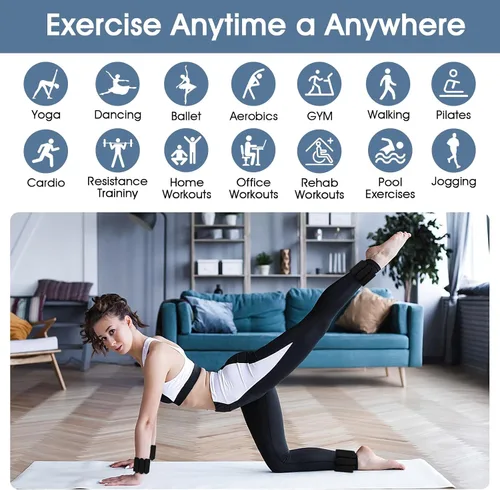 Miniatura 7 de Pesas de muñeca, 2 pesas de tobillo para muñeca para mujeres y hombres, pulseras de silicona ajustables adecuadas para caminar, yoga y gimnasio