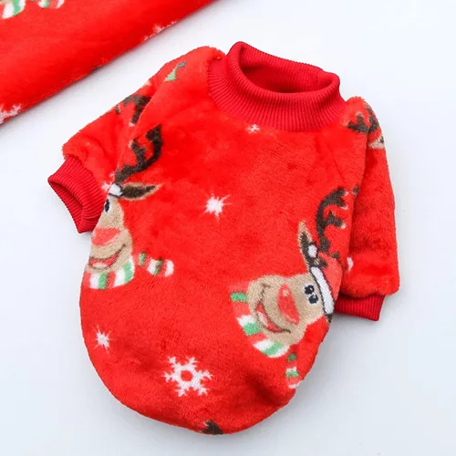 Miniatura 5 de Ropa para perros, pijamas de Navidad para perros, ropa de bulldog francés, abrigos cálidos con patrón de ciervos para cachorros, perros pequeños