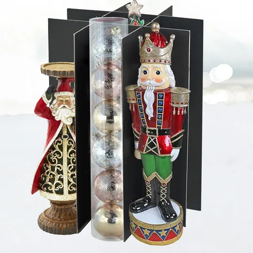 Miniatura 7 de Caja de almacenamiento coleccionable de cascanueces y figuras navideñas, almacena cascanueces de hasta 9 a 16 pulgadas de alto, adornos y más, Rojo