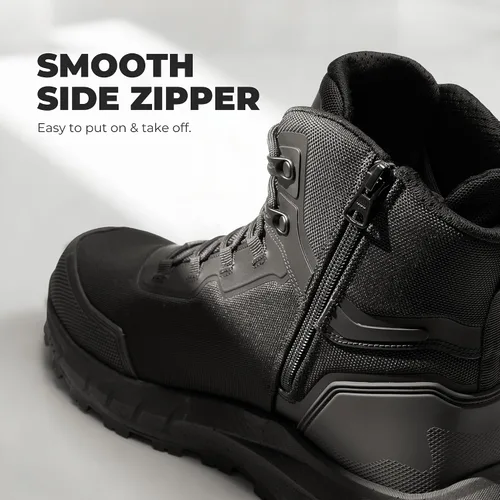 Miniatura 8 de NORTIV 8 Botas de punta compuesta para hombres ASTM F2413-24 Botas de trabajo de seguridad ligeras antifatiga antideslizantes con cremallera