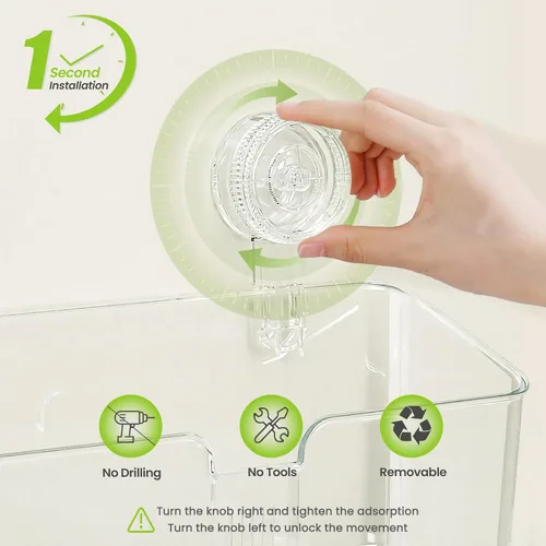 Miniatura 5 de LUXEAR Organizador de ducha con ventosa, sin perforaciones, organizador de ducha de sujeción fuerte con ganchos y jabonera, drenaje rápido