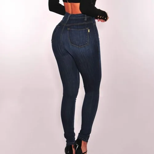 Miniatura 3 de UODSVP Jeans de moda para mujer, de color sólido, largos, clásicos, de cintura alta, jeans ajustados