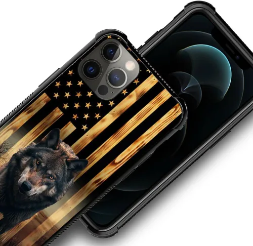 Miniatura 4 de DAIZAG Compatible con iPhone 13 Pro Max, Funda de TPU Protectora Anti-Arañazos Todo En Uno, Fundas para Hombre Mujer - Motivo de Madera Americana