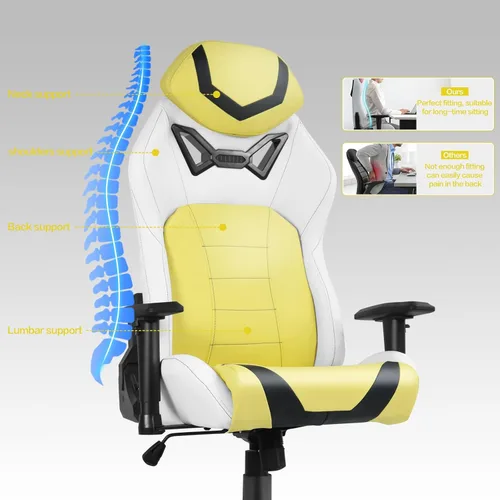 Miniatura 4 de Modern-Depo Sillas ergonómicas para juegos para adultos con espuma viscoelástica de alta densidad Silla de oficina cómoda giratoria, silla