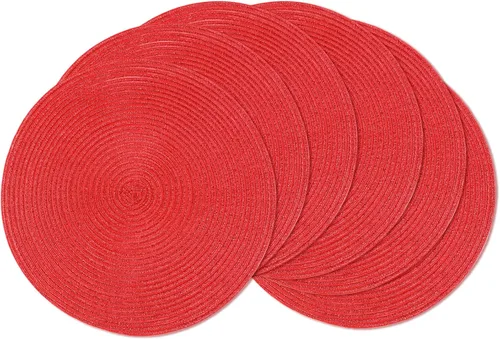Miniatura 27 de AHHFSMEI Juego de 6 manteles individuales redondos trenzados de 15 pulgadas para mesas de comedor, tejido natural, resistentes al calor, color azul