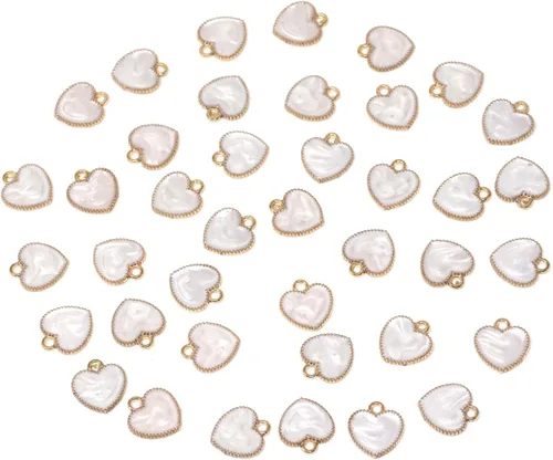 Miniatura 8 de Honbay 40 piezas de encantos de aleación de esmalte colgante encantos delicados lindos en forma de corazón de amor colgantes del día de San Valentín