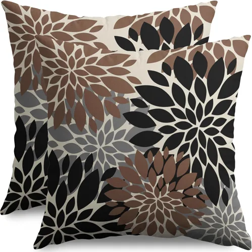Miniatura 9 de Fundas de Almohada Azul Aguamarina 16X16 Pulgadas Juego de 2, Flores de Dalia Primavera Verano Floral Crema Fundas de Almohada Decorativas
