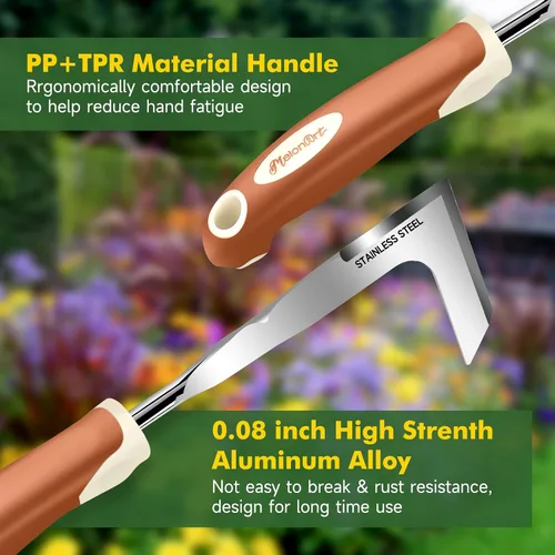 Miniatura 4 de MelonArt - Juego de herramientas de jardín, kit de 10 piezas de herramientas de mano de jardinería resistentes para mujeres, de aluminio con mango
