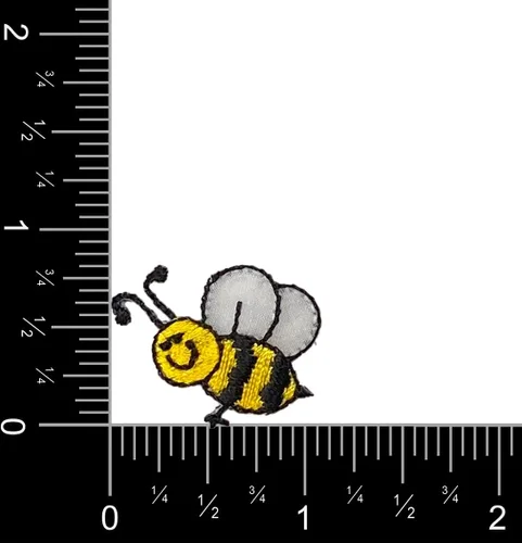 Miniatura 2 de Parche bordado para planchar en miniatura de abeja sonriente pequeña (1)