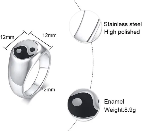 Miniatura 2 de Anillo de equilibrio para hombre Tai Chi Yin Yang de acero inoxidable Taoísmo Zen Spirit Talismán, Acero inoxidable, aleación, latón