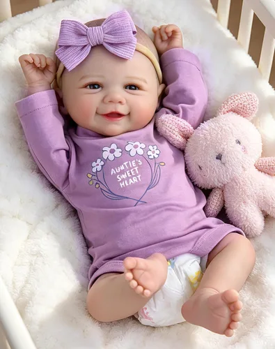 Aori Muñecas de bebé recién nacidas realistas - Muñeca de bebé recién nacida sonriente de 20 pulgadas con cuerpo con peso para abrazar, extremidades