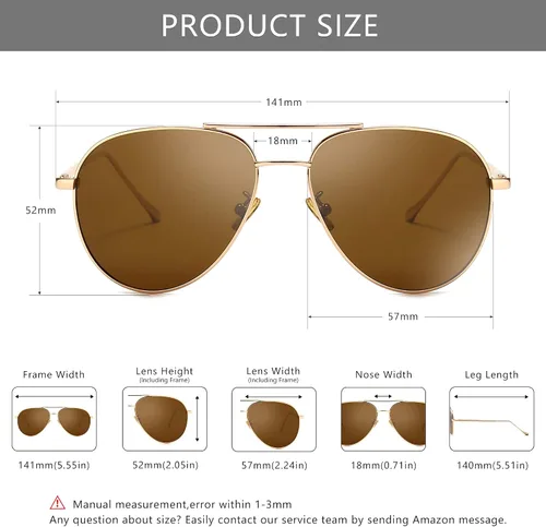 Miniatura 6 de SUNGAIT Women's Lightweight Oversized Aviator Sunglasses - Mirrored Polarized Lens
