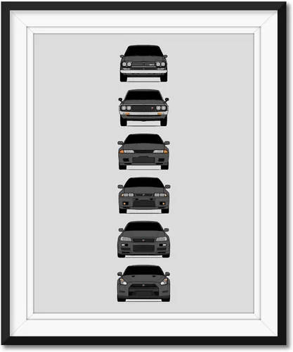 Miniatura 8 de Custom Car Posters Póster hecho a mano compatible con Nissan Skyline GT-R e impresión de Nissan Skyline GTR (KPGC10, KPGC110, R32, R33, R34, R35)
