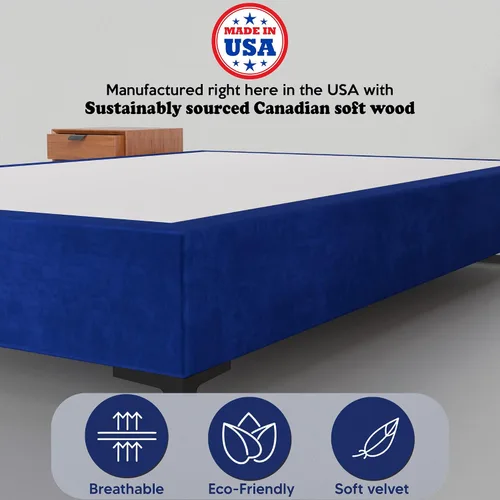 Miniatura 6 de Greaton, Cama de plataforma de madera de terciopelo de alta calidad de 15 pulgadas, duradera, elegante, opciones de multicolor, no necesita somier