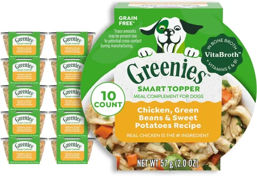 Greenies Smart Topper Mezcla Húmeda Alta en Proteína para Perros, Receta de Pollo, Habichuelas Verdes y Batata en Caldo Vitabroth - Caldo de Hueso +