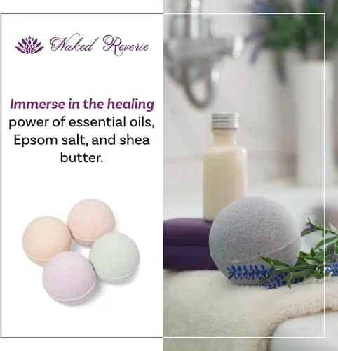 Miniatura 4 de Set de regalo de bombas de baño para mujeres: aceites esenciales orgánicos hechos en Estados Unidos, sal de Epsom y manteca de karité: 4 bombas