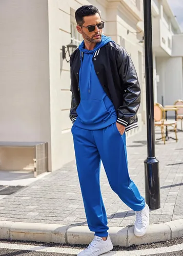 Miniatura 57 de COOFANDY Conjunto deportivo de 2 piezas para hombre, conjunto deportivo casual con capucha
