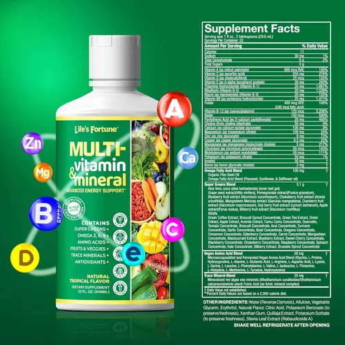 Miniatura 7 de Life's Fortune Multivitamínico líquido para adultos, hombres y mujeres, adolescentes, vitaminas diarias de alta absorción, minerales traza