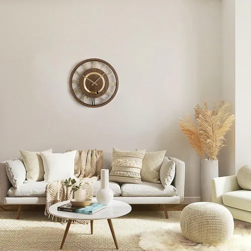 Miniatura 3 de Reloj de pared moderno con números romanos dorados, funciona con pilas, silencioso, sin tictac, diseño minimalista para cualquier habitación, reloj