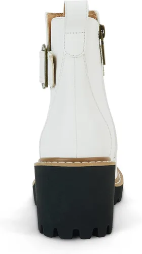 Miniatura 4 de Coutgo Botines de plataforma para mujer con suela de lengüeta tacón grueso cremallera lateral cómodas botas de combate de moda
