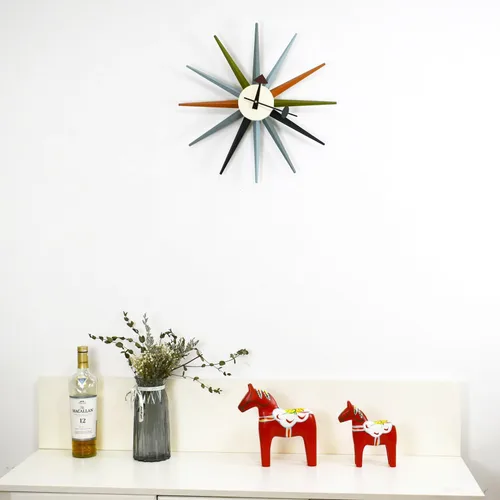 Miniatura 8 de Reloj de pared moderno de mediados de siglo, grande, silencioso, sin tictac, de 18 pulgadas, de madera maciza, reloj retro para decoración de sala