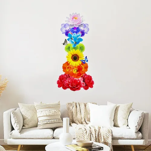 Calcomanías de pared de flores coloridas, margarita, rosa, loto, girasol, floral, calcomanías de pared para despegar y pegar, calcomanías extraíbles