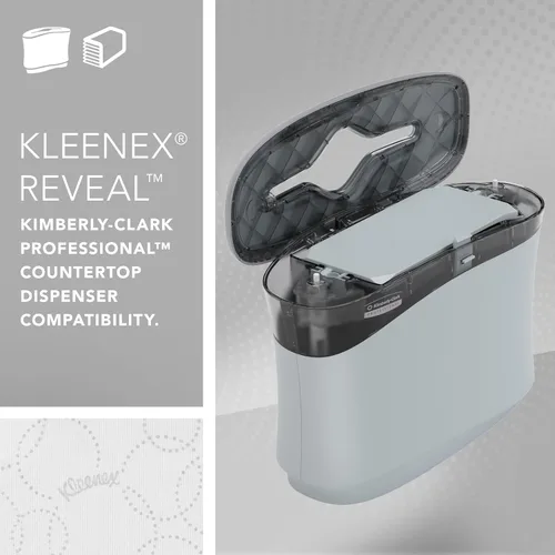 Miniatura 8 de Kleenex Reveal Dispensador de sistema de encimera (51904), 13.3” x 9” x 5.2”, se adapta a toallas de mano de papel plegadas de Kleenex, color gris