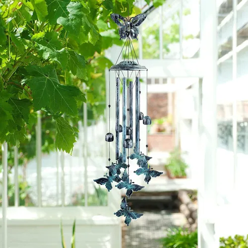 Miniatura 3 de Campanillas de viento de mariposa para exteriores, tubos de aluminio grandes, decoraciones al aire libre para patio, jardín, porche, campanas