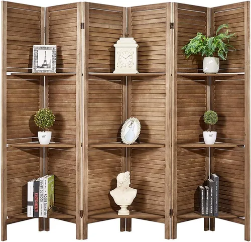 Miniatura 8 de ROSE HOME FASHION Divisor de habitación de madera de 4 paneles de 5.6 pies, paneles de pantalla de privacidad plegables de madera, divisor