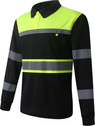 Camisas de seguridad HoliSecure para hombre, camisas polo reflectantes de alta visibilidad para hombre con bolsillo, ropa de trabajo de manga corta