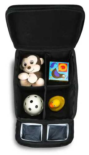 Miniatura 6 de Britax Organizador de asiento de automóvil con portavasos aislados, probado contra choques, 8 bolsillos de malla, separadores centrales extraíbles +