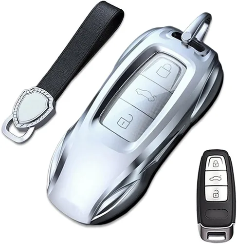 Miniatura 11 de Funda de metal de aleación de zinc para llavero compatible con Audi A6 A7 A8 Q8 SQ8 E-Tron S6 S7 RS6 Q7 Smart Key Fob Cover Cover Shell Shell