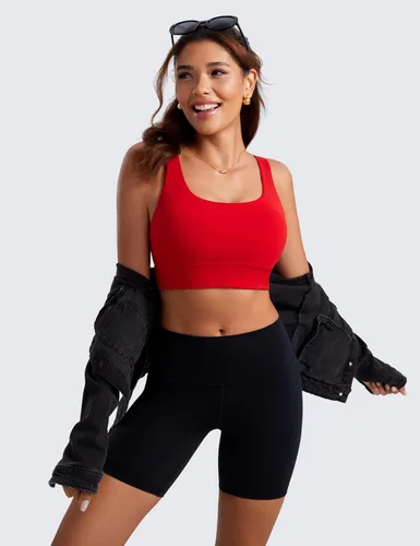 Miniatura 123 de CRZ YOGA Butterluxe - Brasier deportivo con espalda en U para mujer, cuello redondo, acolchado, de bajo impacto, para yoga, entrenamiento