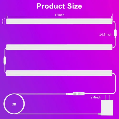 Miniatura 6 de Benreom Kit de 3 luces RGB para debajo del gabinete, aplicación inteligente y control remoto para debajo del gabinete, luces regulables debajo