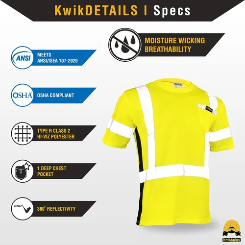 Miniatura 6 de KwikSafety - Charlotte, NC - Camisa de seguridad de manga corta OPERATOR [cinta reflectante sólida] Clase 2 Cumple con ANSI OSHA Cinta básica